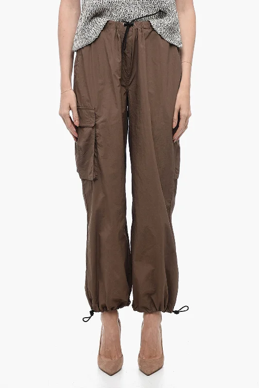 women's printed palazzo pants -Saks Potts Nylon ESTHER Joggers with Drawstring at the Hem