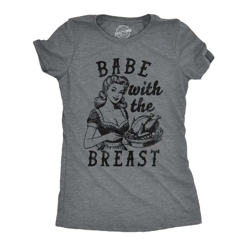 stylish lace-trim tops for women -Babe With The Breast Women's T Shirt