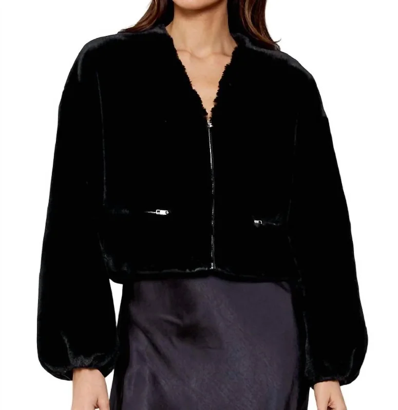 trendy plaid trench coats for women -Neptune Jacket In Black