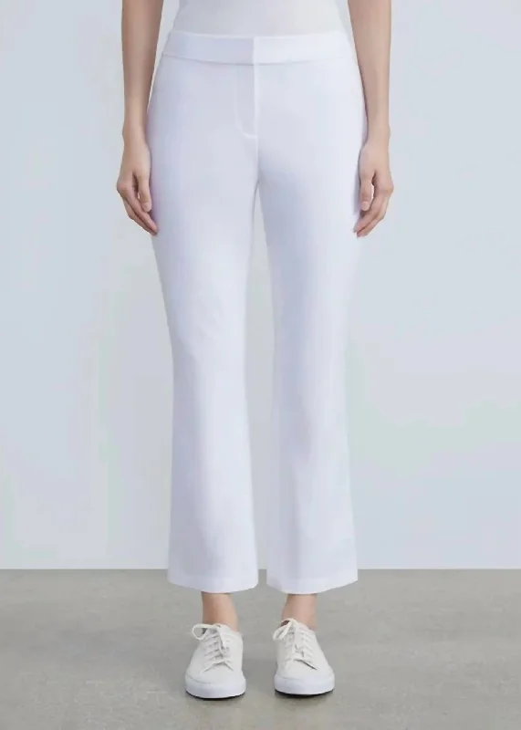 women's adjustable waist trousers -Manhattan Skinny Flare Pant In White