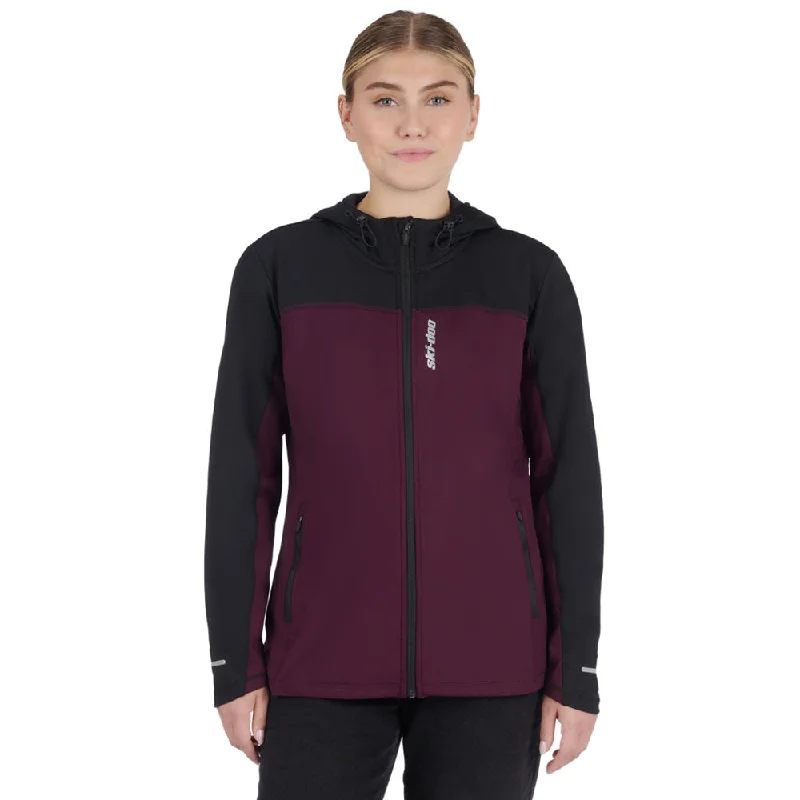 women's collared wrap coats -Ski-Doo Women's Hybrid Zip-Up Tech Fleece Jacket Purple