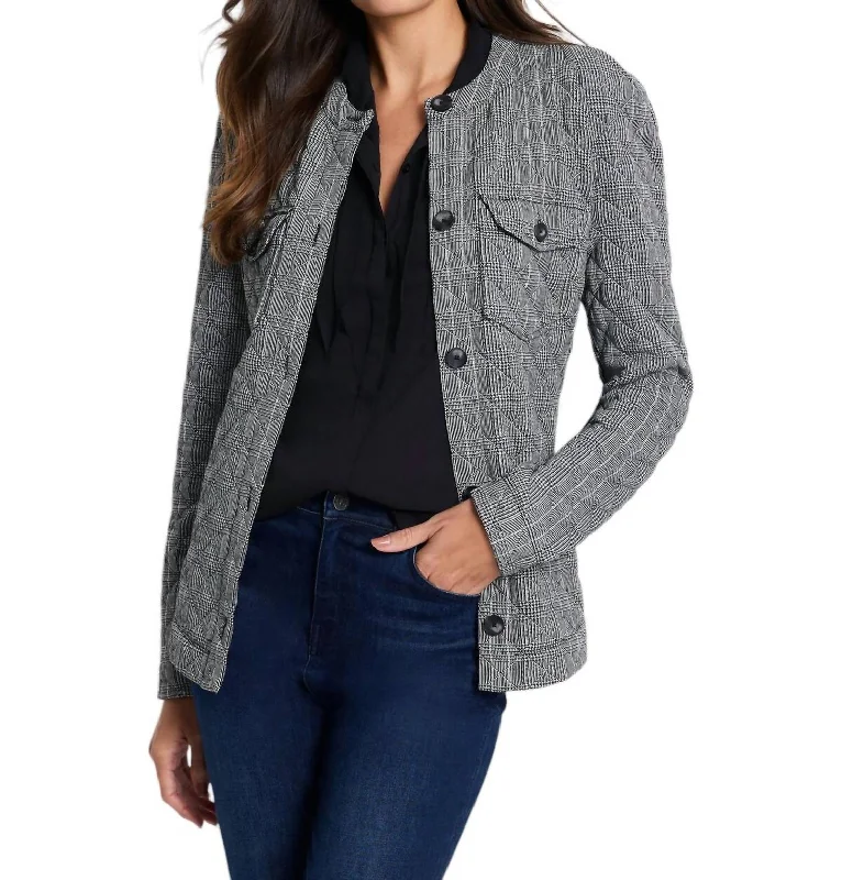 women's casual zip-up jackets -Plaid Perfection Jacket In Black Multi