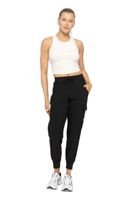 ladies' sequin skirts -Mono B High Waist Cargo Active Joggers With Pockets AP-B0115