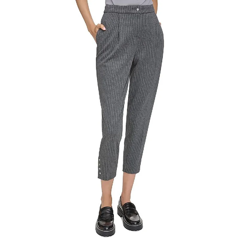 stylish knee-length skirts for women -Calvin Klein Womens Cropped Pinstripe Cropped Pants