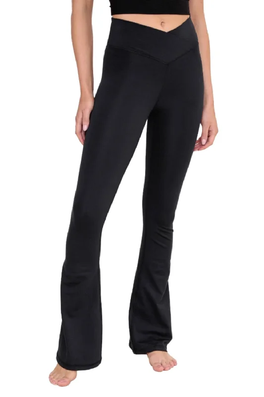 women's fleece-lined leggings -Mono B Venice Crossover Waist Yoga Pants AP-B0891 and Plus