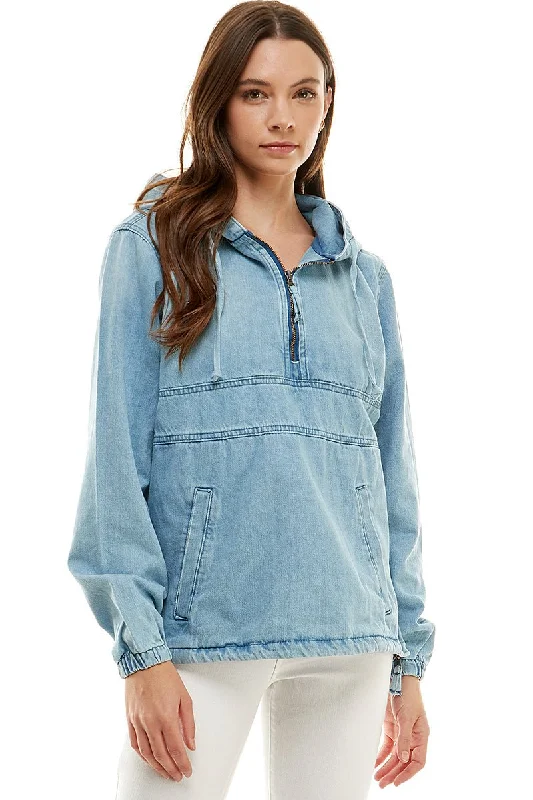 trendy oversized coats for women -Women's Denim Jacket with Hoodies (OPEN PACK)