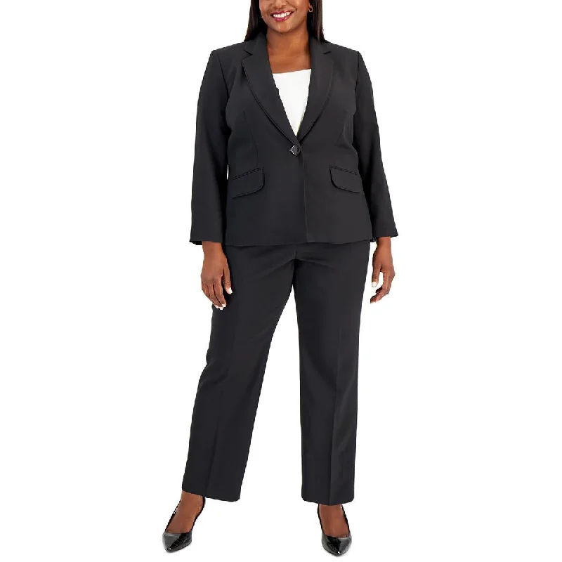 ladies' silk pants -Le Suit Womens Plus Solid  Dress Pants