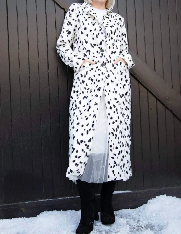 women's feather-filled coats -Camila Coat In Dalmatian Dot