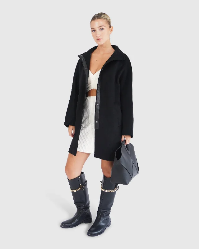 stylish travel-friendly coats for women -Come On Over Trimmed Coat