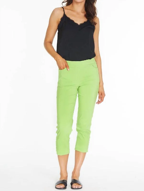 women's stretchy jeggings -Crop Pant In Lime