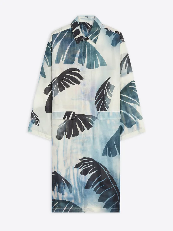 women's casual zip-up jackets -Printed silk mac