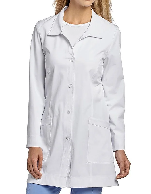 women's faux fur coats -White Cross 32 Inch Marvella Women's Princess Seam Short Lab Coats