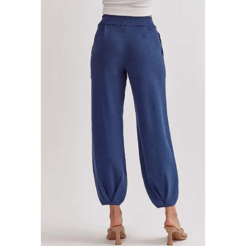 women's pinstripe trousers -Entro - Knit Joggers