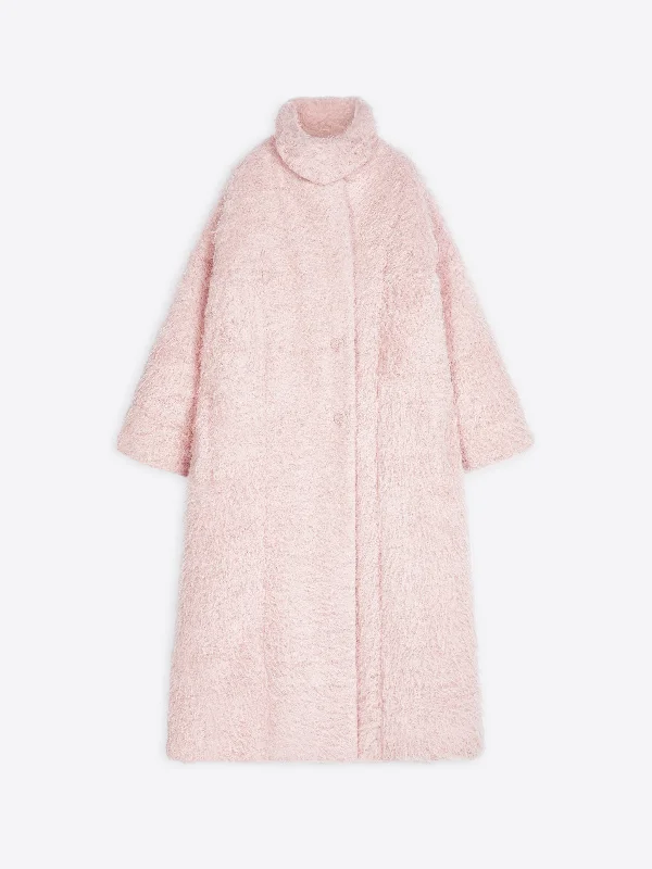 women's pastel wool coats -Long cocoon coat