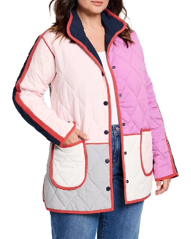 women's color-blocked coats -NIC + ZOE Mixed Up Quilted Coat