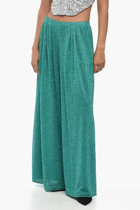 women's linen pants -Oseree Lurex LUMIERE Palazzo Pants