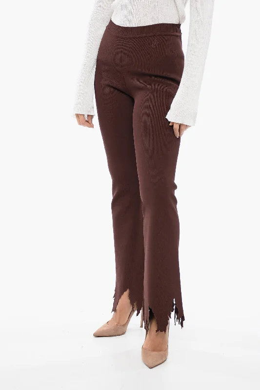 women's palazzo pants -J.W.Anderson Ribbed Flared Pants with Laser-Cut Detailing