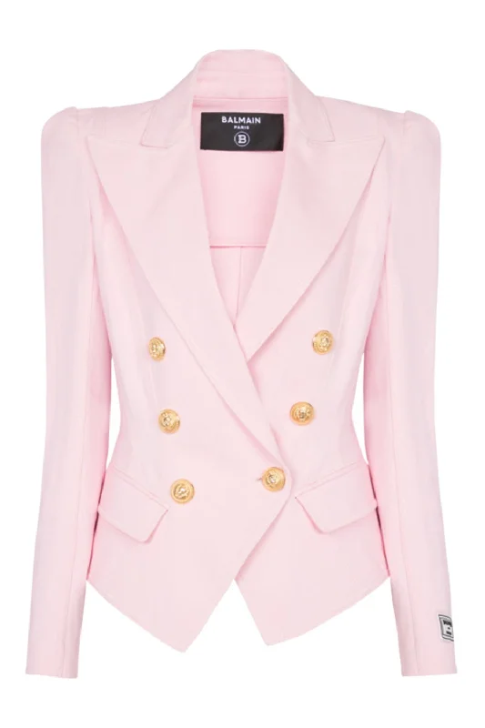 stylish belted coats for women -Six Button Jacket - Rose Pale