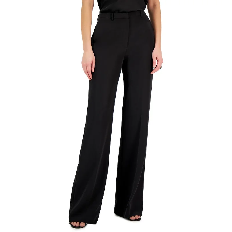 women's high-rise jeggings -Donna Karan Womens Solid  Flared Pants