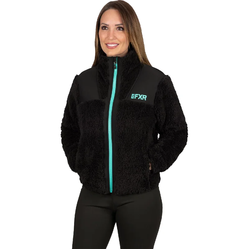 women's stretch-fabric jackets -FXR Mantra Sherpa Jacket Black/Mint