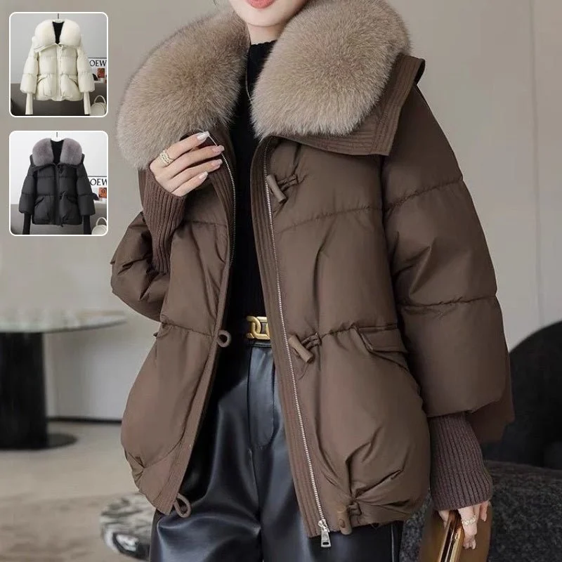 women's gothic-style coats -Deena cotton-padded Jacket with Faux Fur Collar