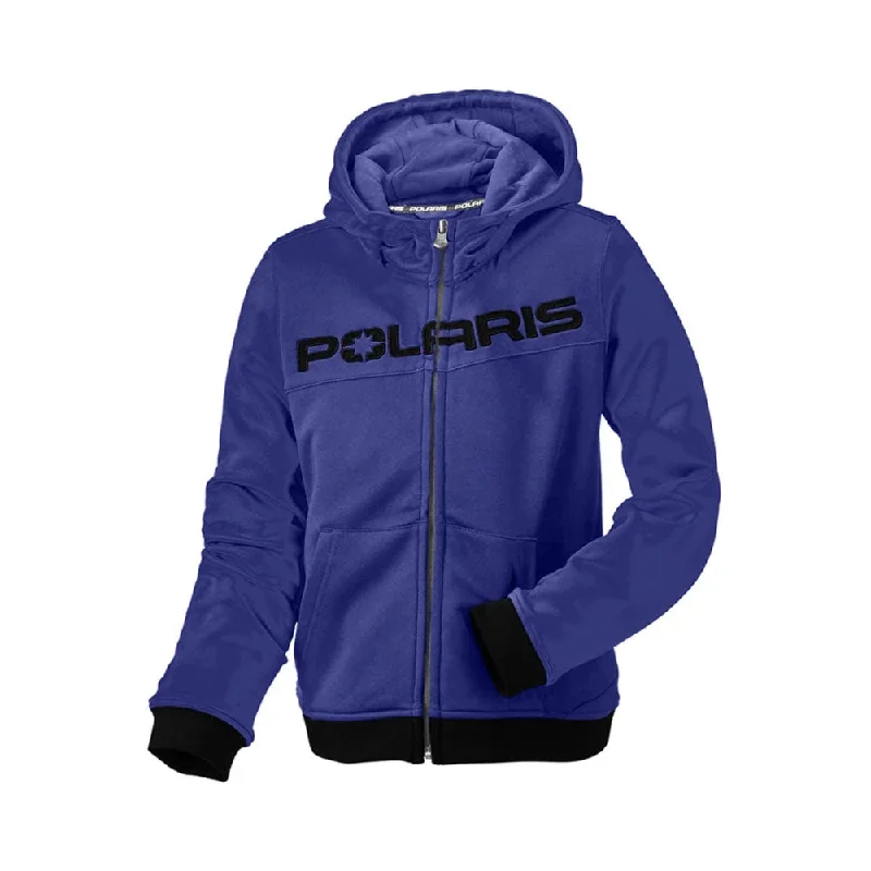 women's fringed wool coats -Polaris Youth Tech Full Zip Hoodie Jacket Blue/Black