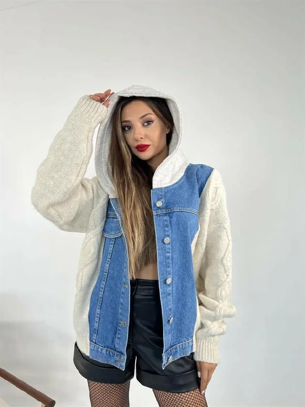 women's double-breasted coats -Harper Denim Jacket