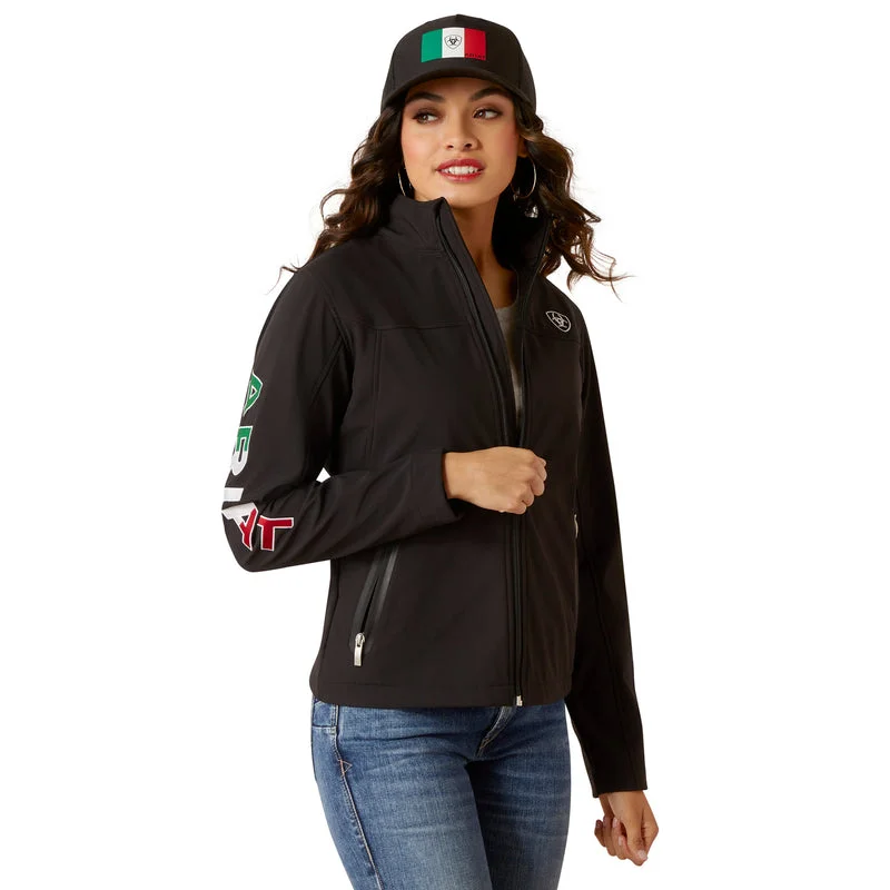 women's waterproof trench coats -Ariat Women's Classic Team Softshell Mexico Jacket, Black