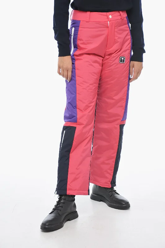 women's pinstripe trousers -Palm Angels Color Block Designed THUNDERBOLT Ski Pants