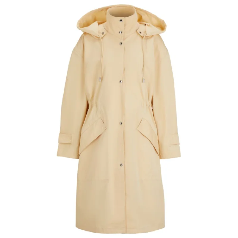 women's puffer jackets -Water-repellent parka jacket in cotton twill