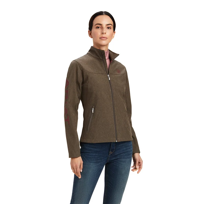 women's lightweight jackets -Ariat Women's New Team Softshell Jacket Banyan Bark Heather, Brown