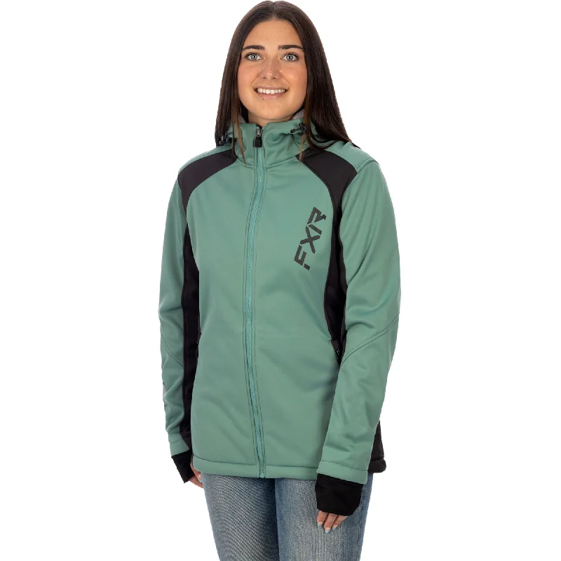 ladies' cashmere coats -FXR Pulse Softshell Jacket Sage/Charcoal Green