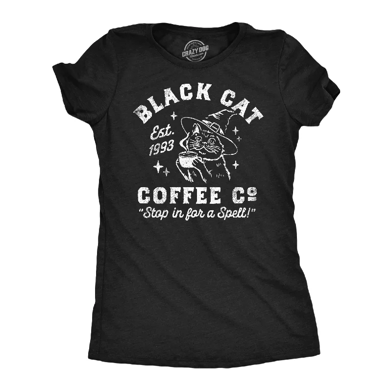 trendy asymmetric blouses for women -Black Cat Coffee Co Women's T Shirt