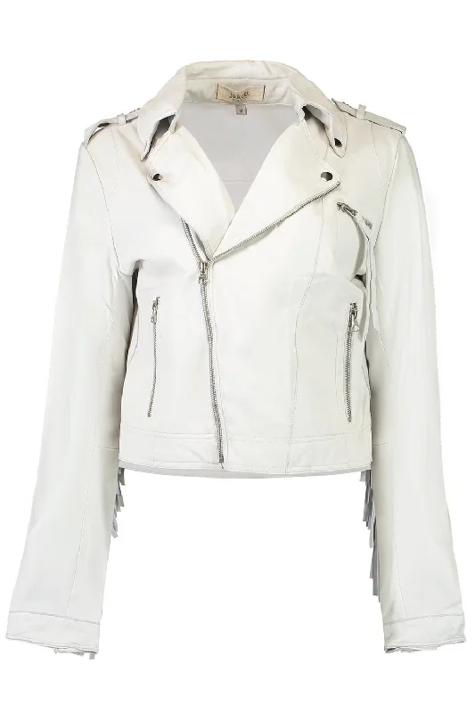 women's shearling-lined coats -Tina Jacket - White