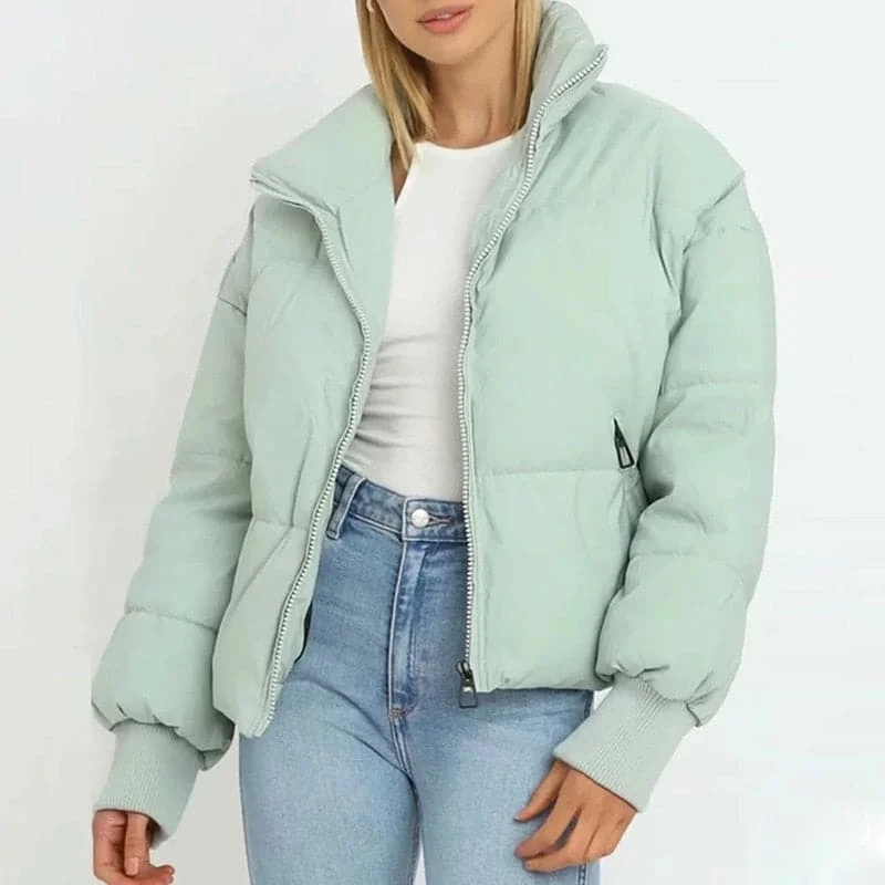 ladies' casual cargo jackets -DressBetty - Women's Vintage Green Casual Pockets Coat