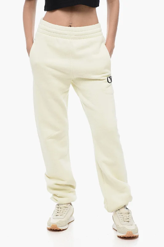 women's utility pants -Off-White Embroidered Logo Brushed Cotton Joggers