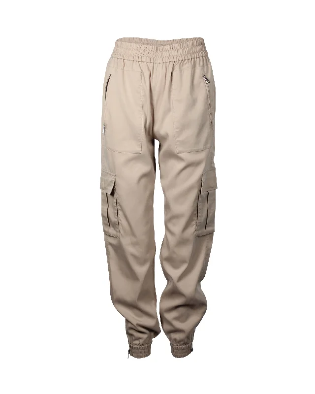 ladies' chino pants -Polo Ralph Lauren Cargo Pants in Beige Lyocell