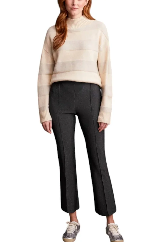 trendy corduroy pants for women -Pull On Shimmer Pinstripe Stretchy Trouser Pant In Black