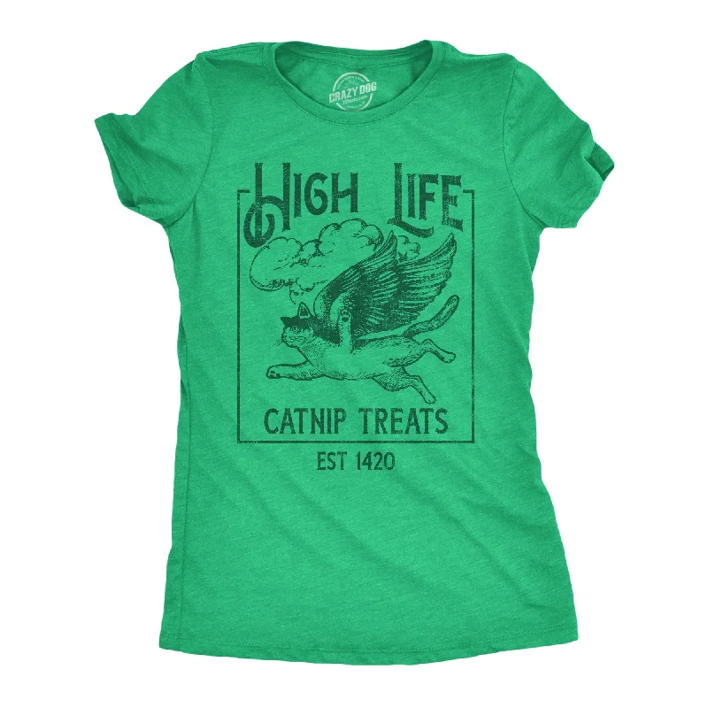 women's mandarin collar shirts -High Life Catnip Treats Women's T Shirt