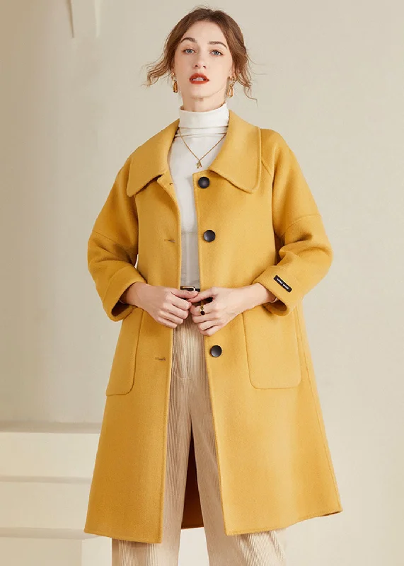 women's oversized teddy coats -Margot Spread Collar Single Breasted Wool Coat