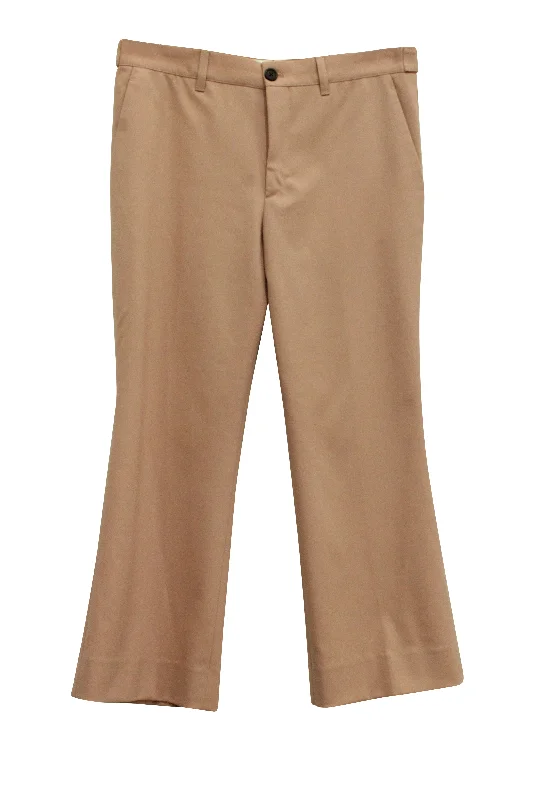 women's pleated wide-leg pants -Miu Miu Flare Pants in Dusty Pink Wool