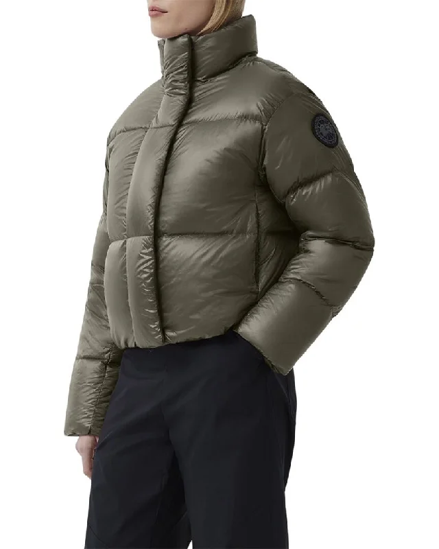 ladies' mid-length coats -Canada Goose Cypress Cropped Puffer Black Label Coat