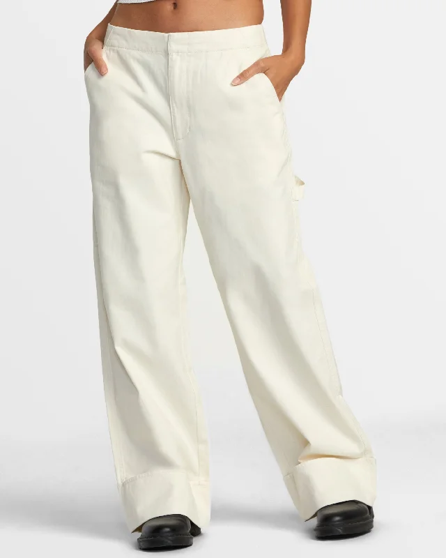 women's wide-leg jumpsuits -Back Bay Relaxed Fit Pants - Latte