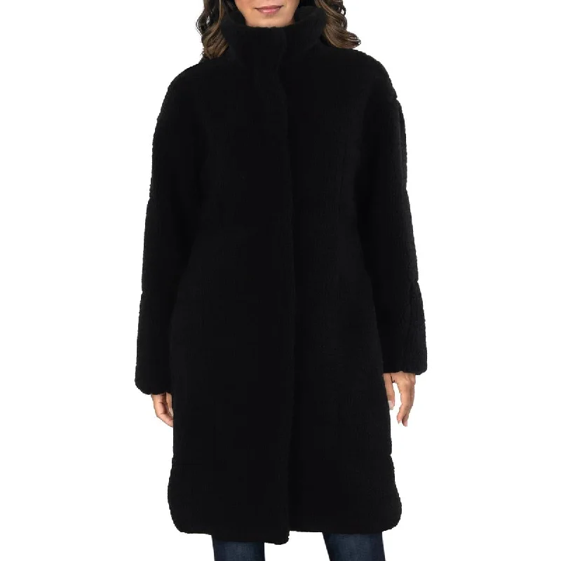 women's longline wool coats -Womens Faux Fur Midi Teddy Coat