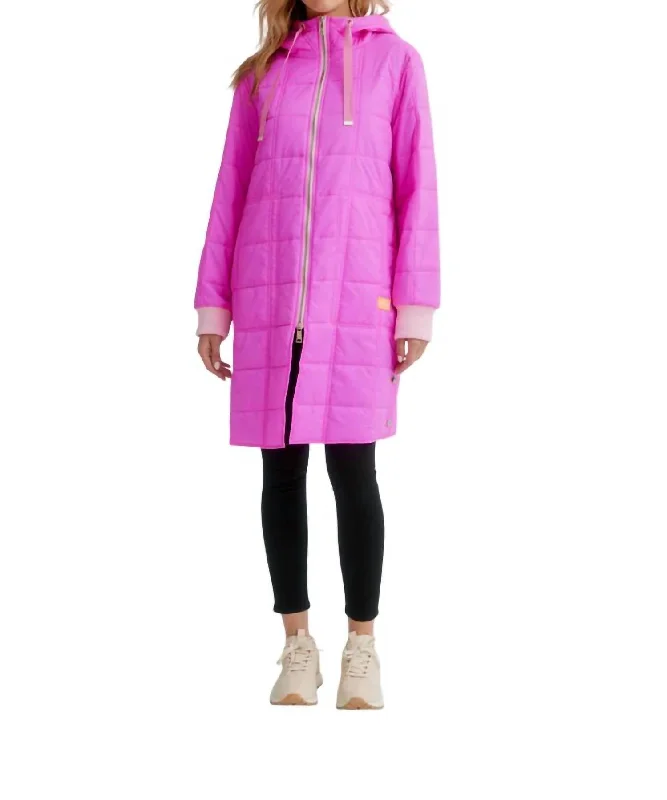 women's high-fashion winter coats -Long Sleeve Puffer Coat In Passpink