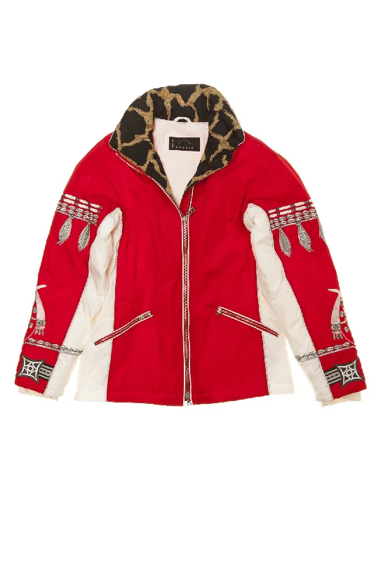 women's fringed wool coats -Bogner - Red and White Long Sleeve Ski Jacket - US 8