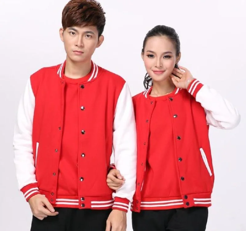 women's feather-filled coats -Unisex Baseball Jacket in Red