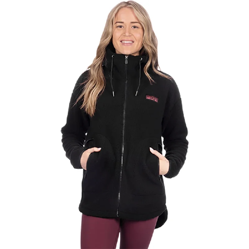 women's color-blocked coats -FXR Womens Sapphire Sherpa Jacket Black/Astro Dust