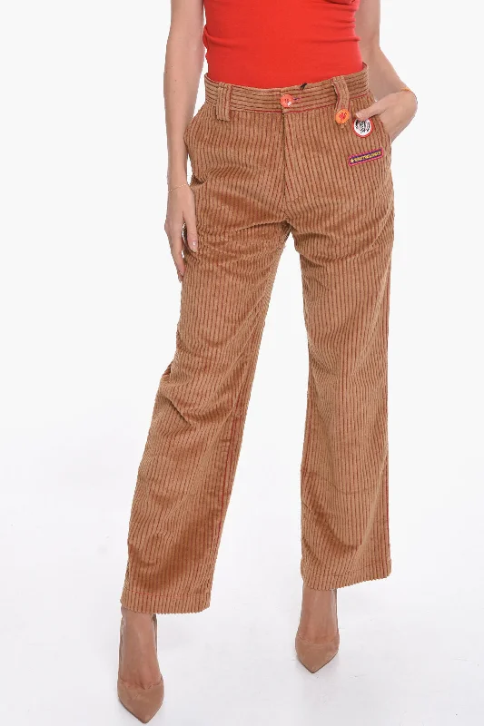 women's wool trousers -Cormio Corduroy TANER Workwear Pants with Patches