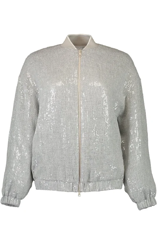 women's collared wrap coats -Dazzling Bomber Jacket